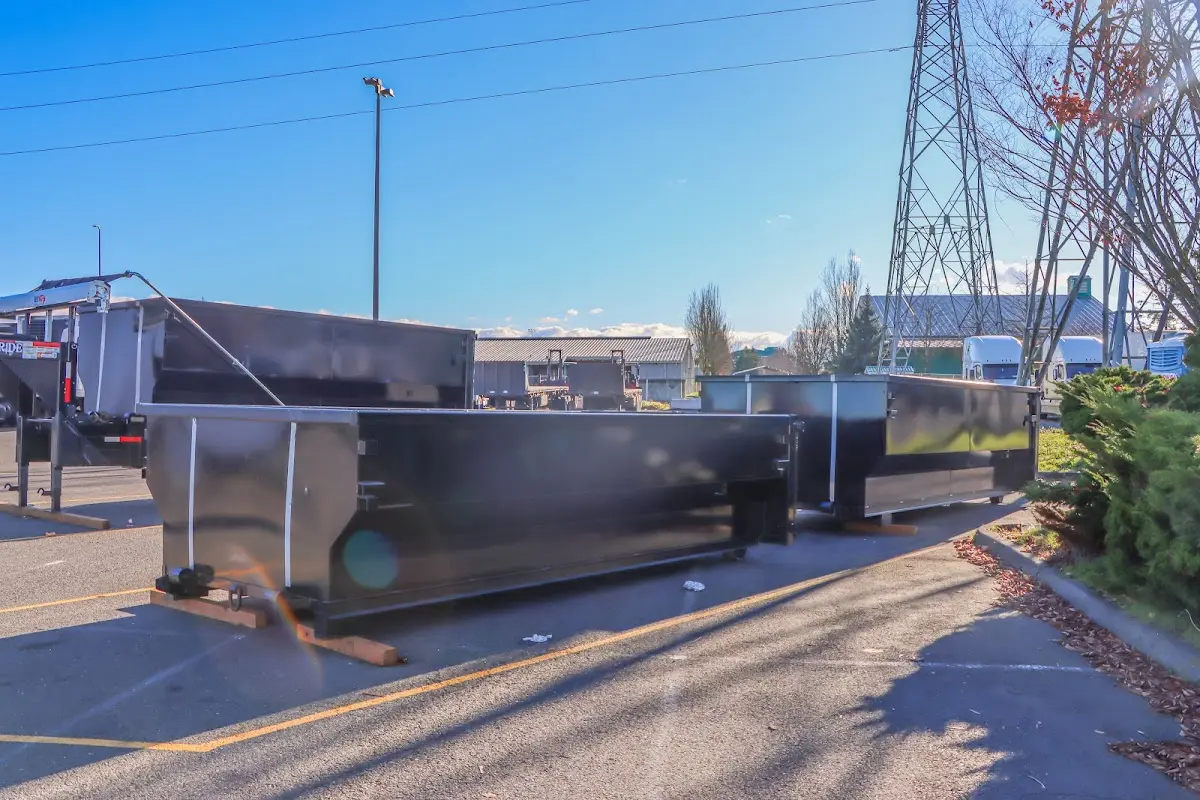 Roll-off dumpster ready for waste disposal at job site for 4 Yard Dumpster Rental in Eastlake